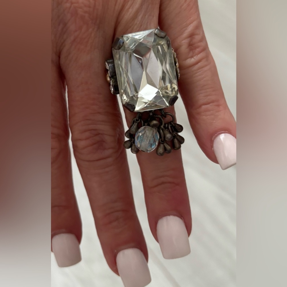 Cocktail Statement Stone With Dangle Charm Balls … - image 1